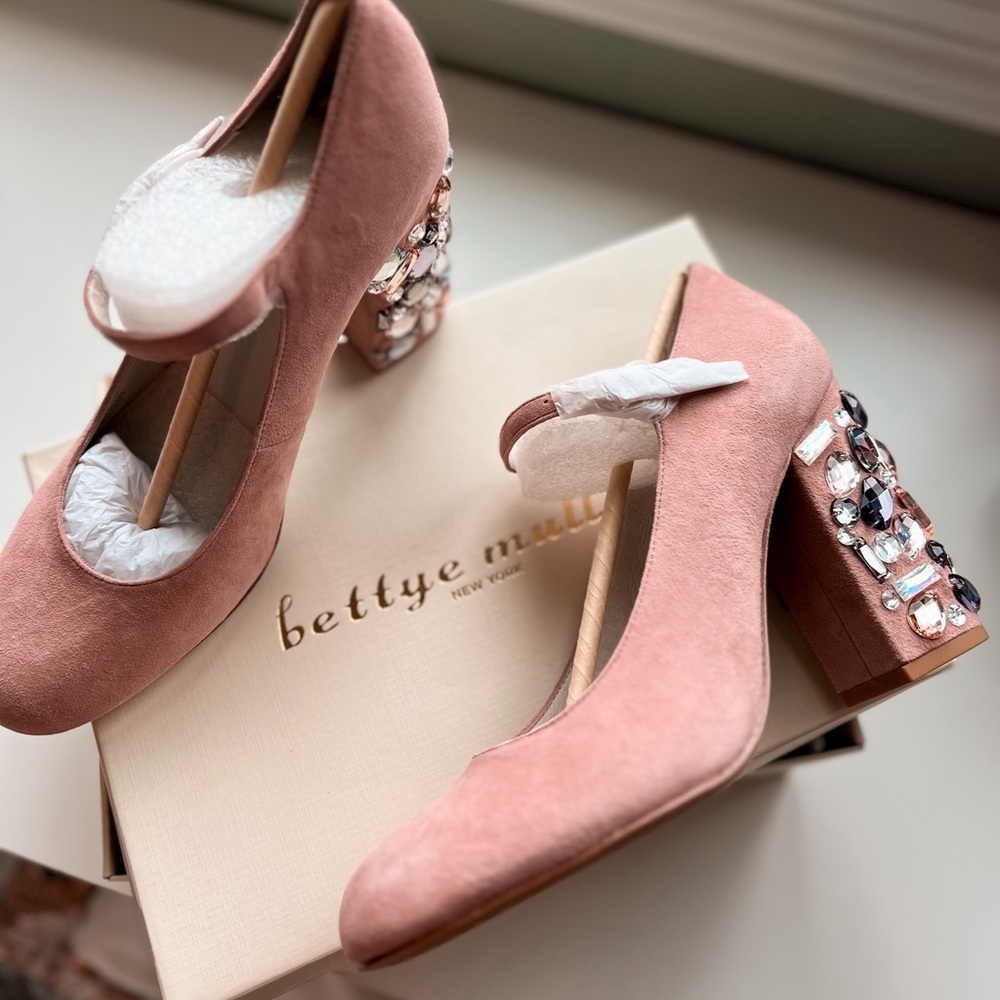 Bettye Mueller rare suede and jeweled heels